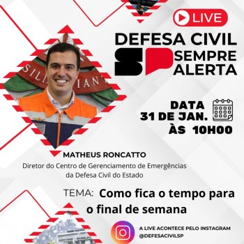 Atenção!!!   Live: Defesa Civil - SP Sempre Alerta